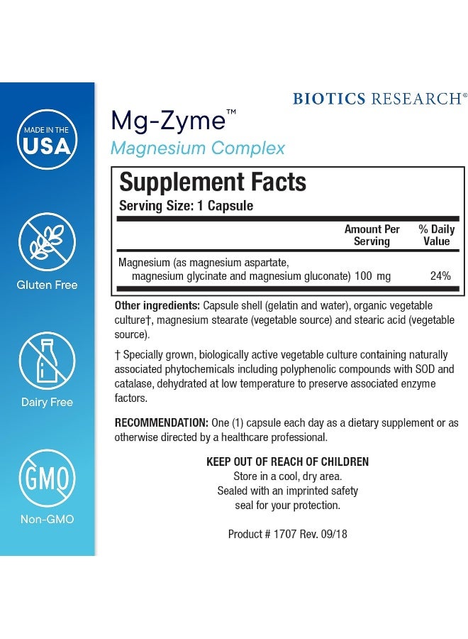 Biotics Research Mg-Zyme Triple Magnesium Complex 100 mg- Magnesium Glycinate, Gluconate, Aspartate Chelated Supplement, High Absorption, Support Sleep, Energy, Cardiovascular Health - 100 Capsules - Image 2
